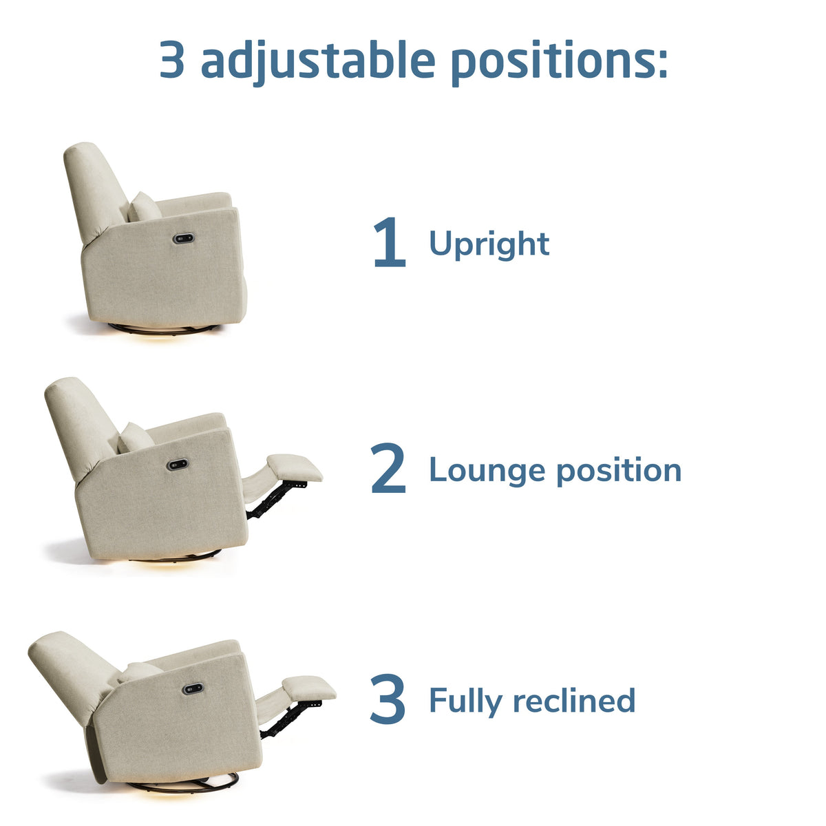 Maxi-Cosi Nursery Gliders & Rockers Maxi-Cosi Nursery Ansel Swivel Glider & Power Recliner with Nightlight