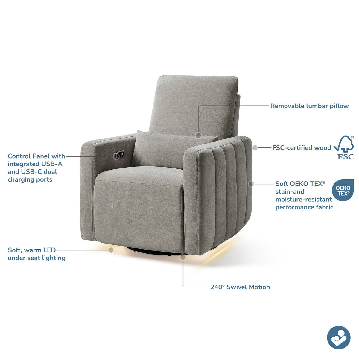Maxi-Cosi NurseryMaxi-Cosi Nursery Dorian Swivel Glider & Power Recliner with NightlightBabysupermarket