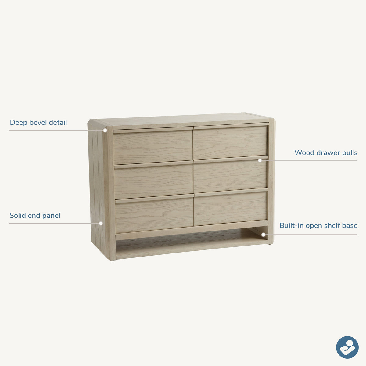 Maxi-Cosi Nursery Dressers Sunbleached Natural Stain Maxi-Cosi Nursery NorCal 6-Drawer Dresser