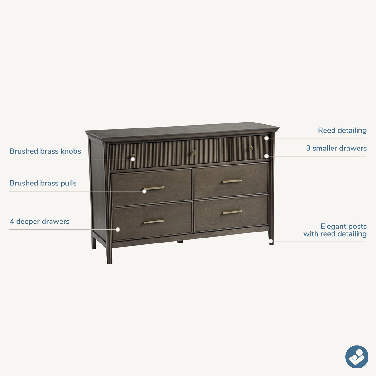 Maxi-Cosi Nursery Dressers Greige Wash Stain Maxi-Cosi Nursery Reid 7-Drawer Dresser