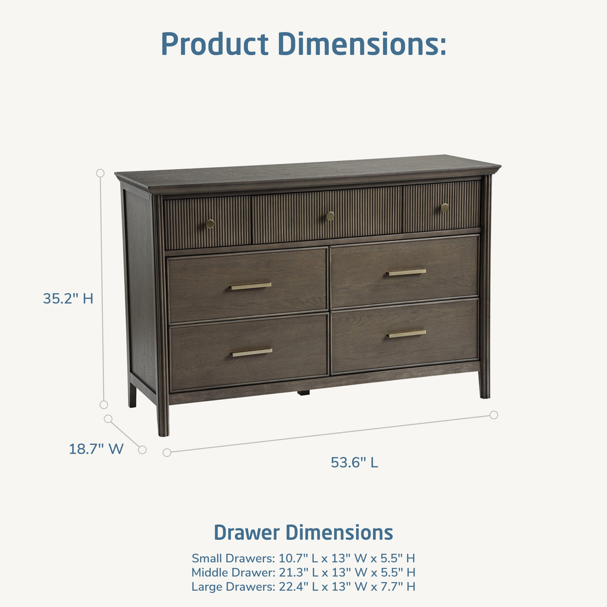 Maxi-Cosi Nursery Dressers Greige Wash Stain Maxi-Cosi Nursery Reid 7-Drawer Dresser