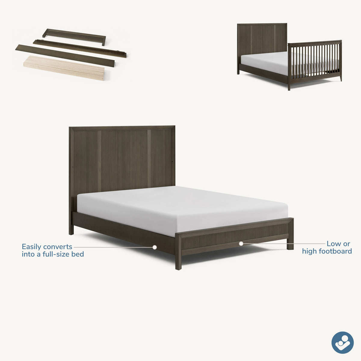 Maxi-Cosi Nursery Conversion Kits Greige Wash Stain Maxi-Cosi Nursery Reid Full Bed Conversion Kit