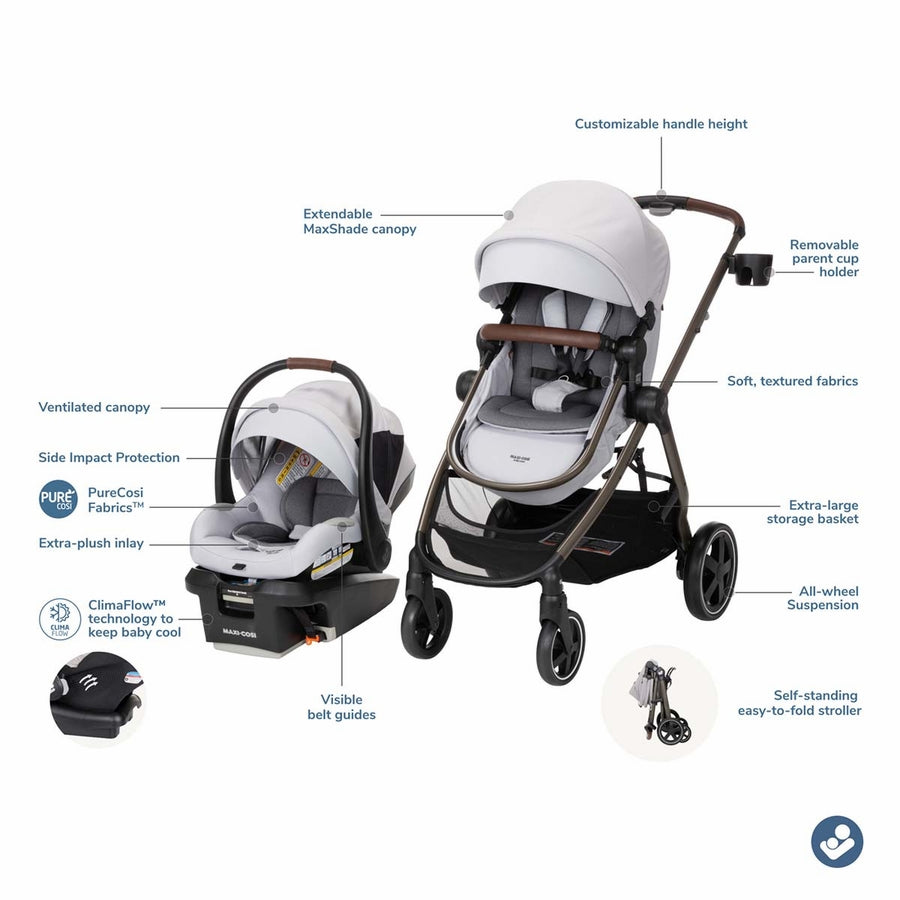 Maxi-Cosi Zelia Luxe+ 5-in-1 Modular Travel System Artic Frost