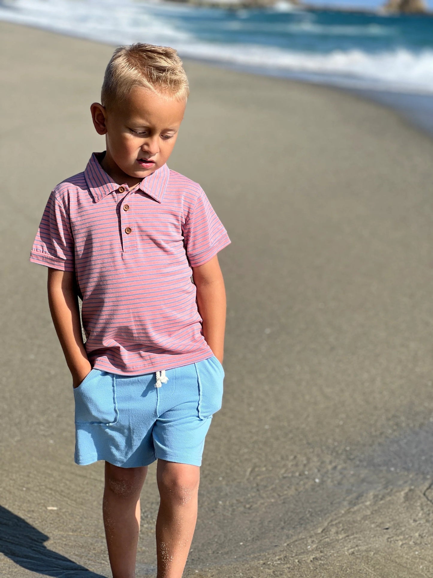 Me & Henry Flagstaff Pink & Royal Stripe Polo