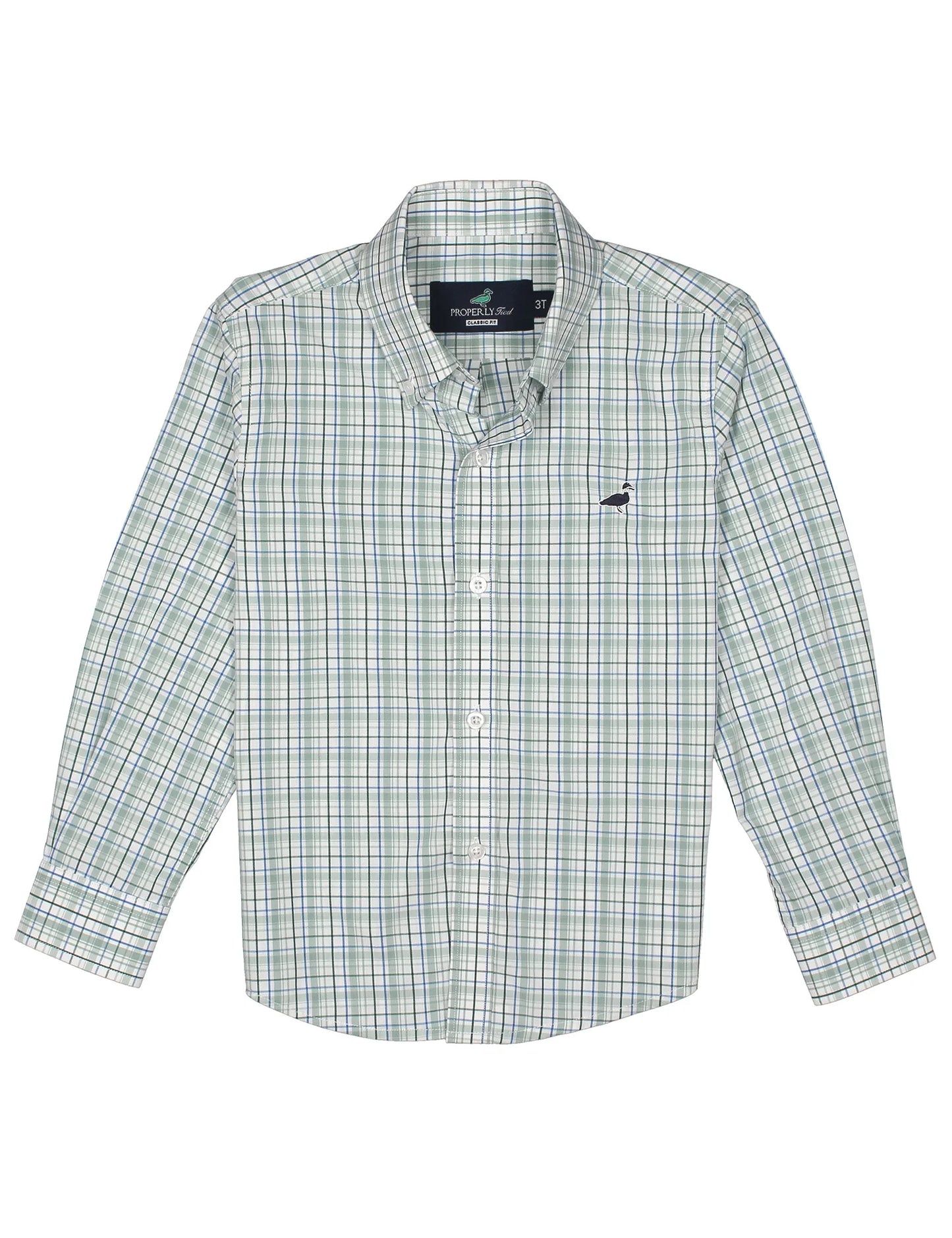 Properly Tied Boys Seasonal Sportshirt - Sage Stream