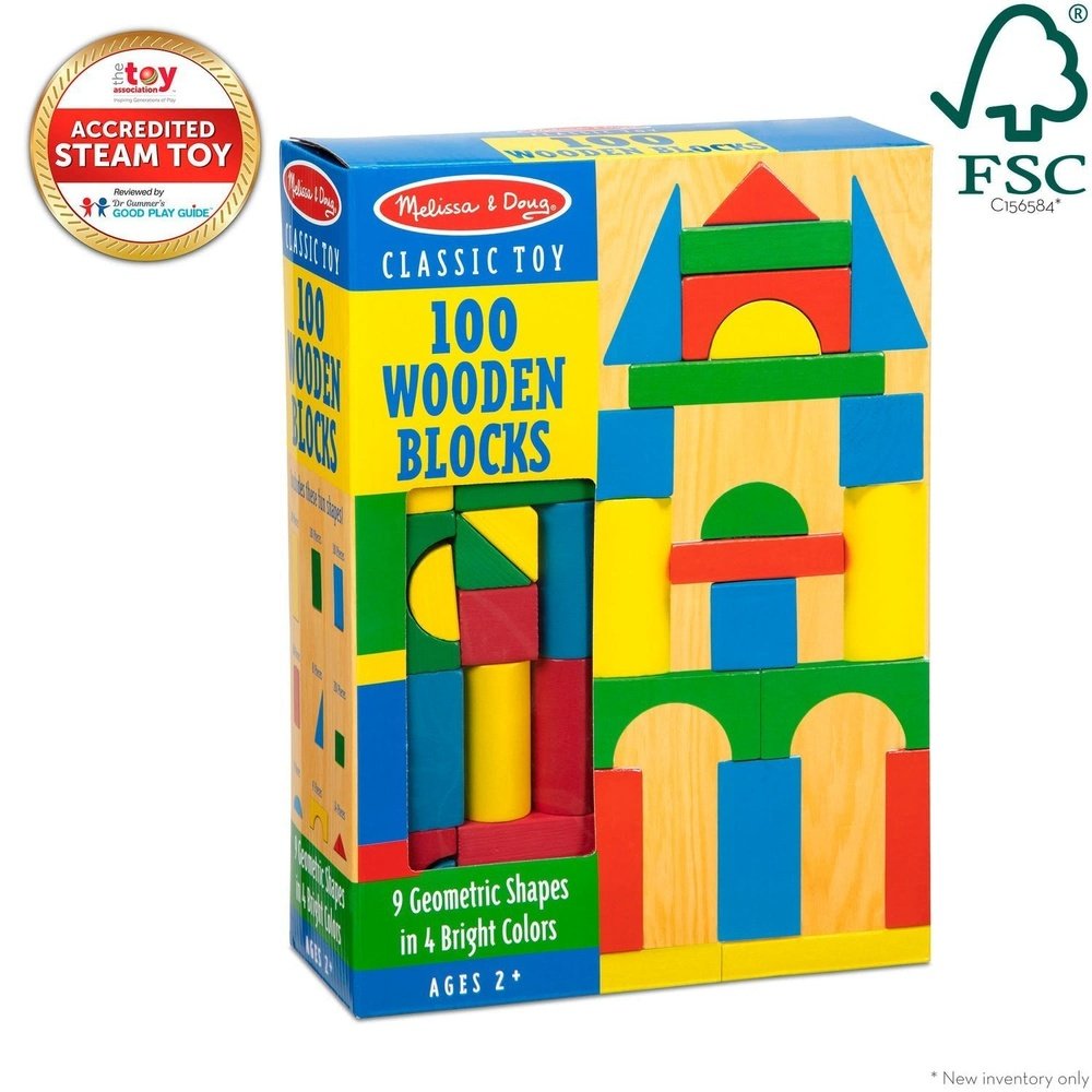 Melissa and Doug 100 Wood Blocks Set