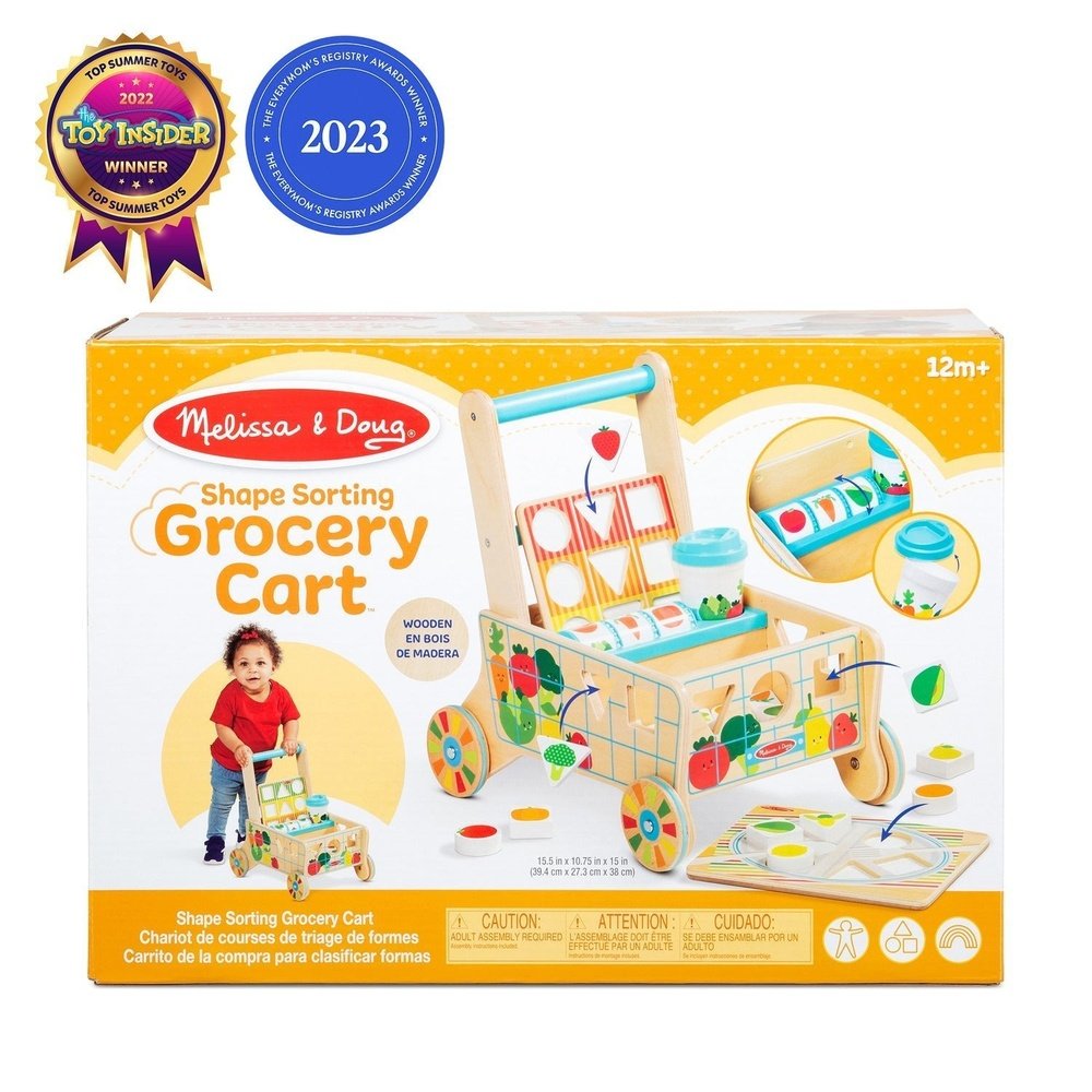 Melissa and Doug Wooden Shape Sorting Grocery Cart
