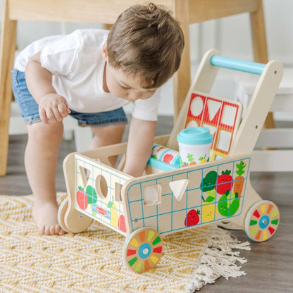 Melissa and Doug Wooden Shape Sorting Grocery Cart