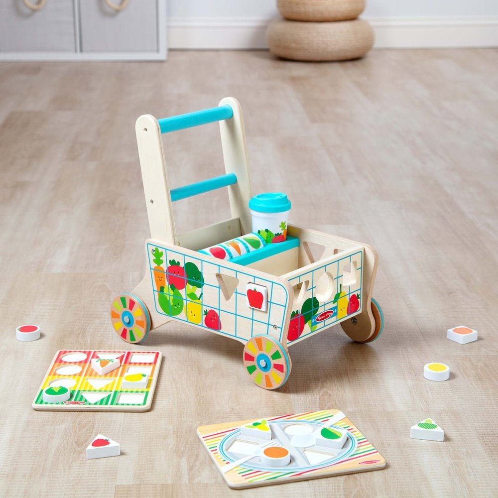 Melissa and Doug Wooden Shape Sorting Grocery Cart