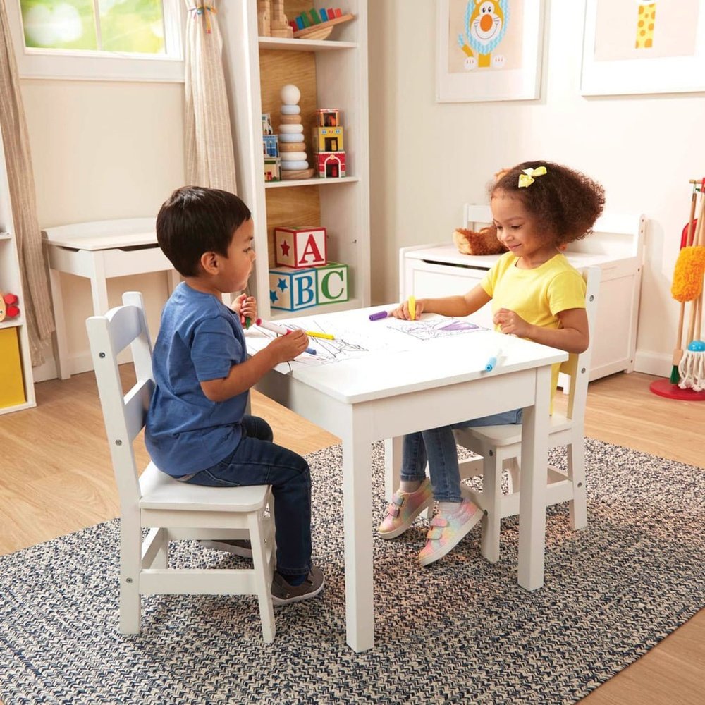 Melissa and Doug Wooden Table & Chairs White