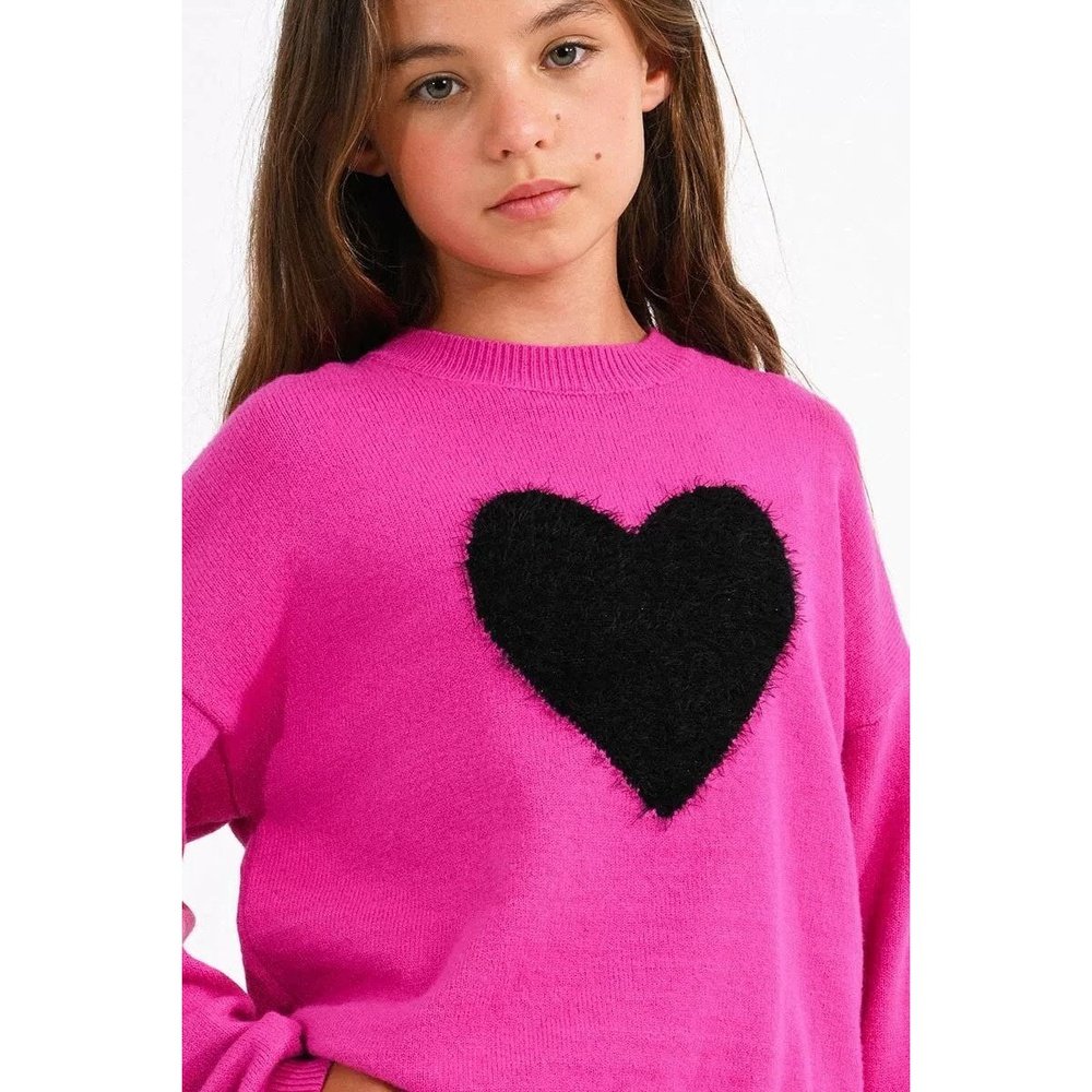 Mini Molly Hot Pink Heart Sweater