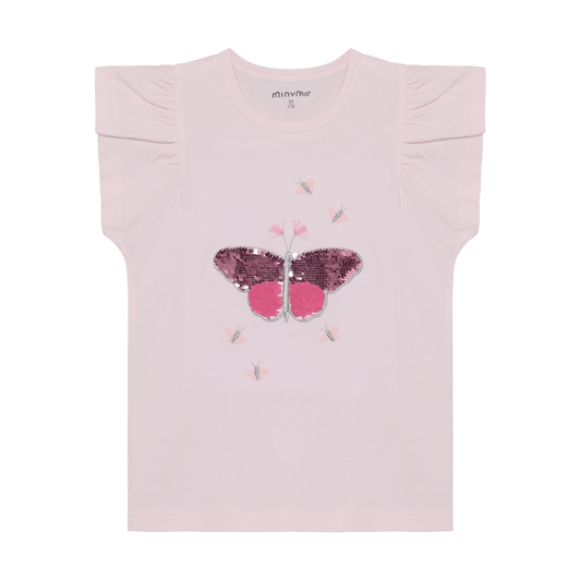 Minymo Raindrops on Roses / 4 Minymo Girls Sequin Butterfly Flutter T-Shirt