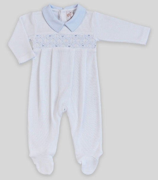 Miocotton Infant Sleepwear Boy White / Newborn Miocotton Tarik Hand Smocked Footie - Special Knit White