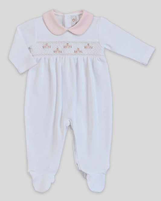 Miocotton Infant Sleepwear Girl White / Newborn Miocotton Zuz Hand Smocked Footie - Special Knit White