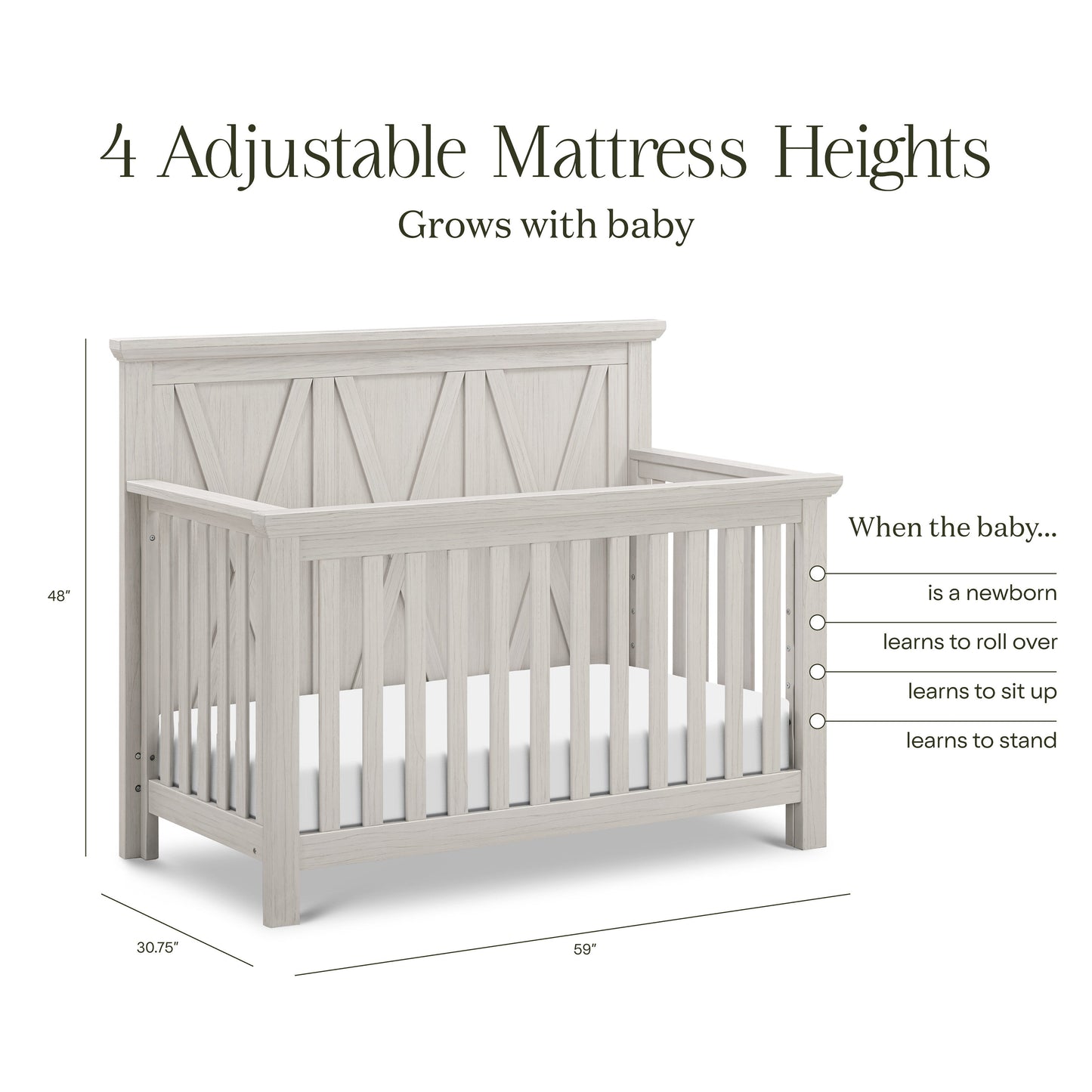 Namesake Furniture Monogram by Namesake Emory Farmhouse 4-in-1 Convertible Crib