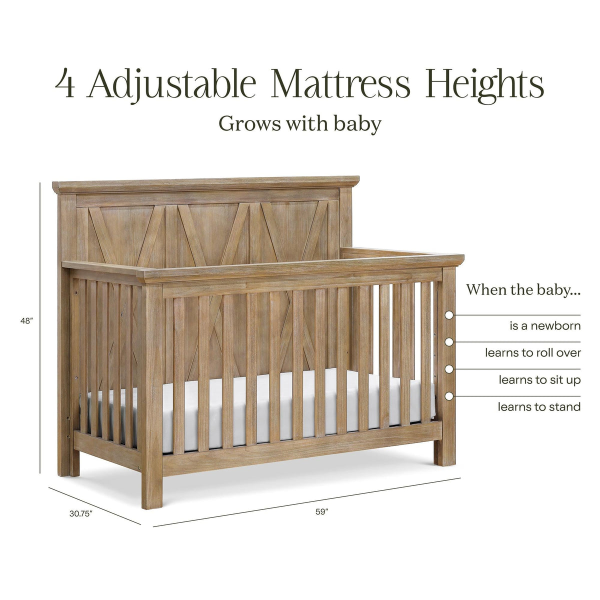 NamesakeMonogram by Namesake Emory Farmhouse 4-in-1 Convertible CribBabysupermarket