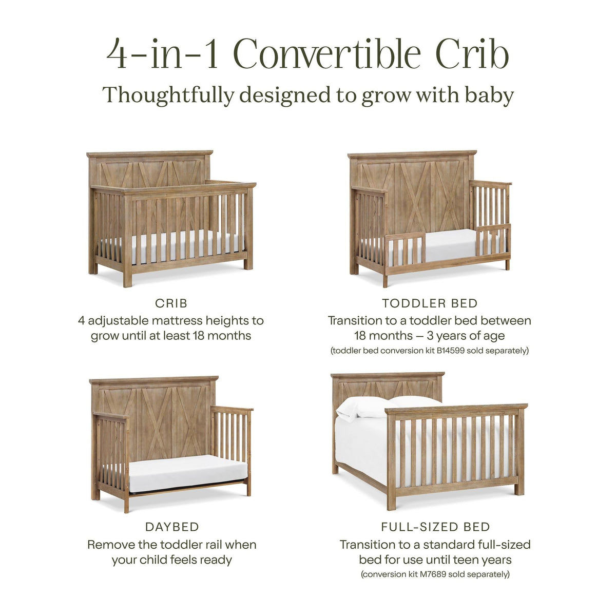 NamesakeMonogram by Namesake Emory Farmhouse 4-in-1 Convertible CribBabysupermarket
