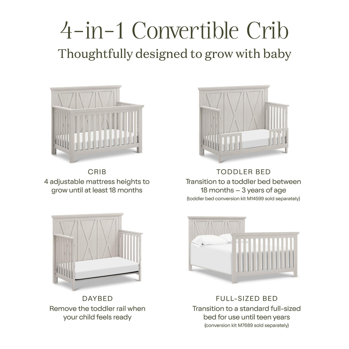 NamesakeMonogram by Namesake Emory Farmhouse 4-in-1 Convertible CribBabysupermarket