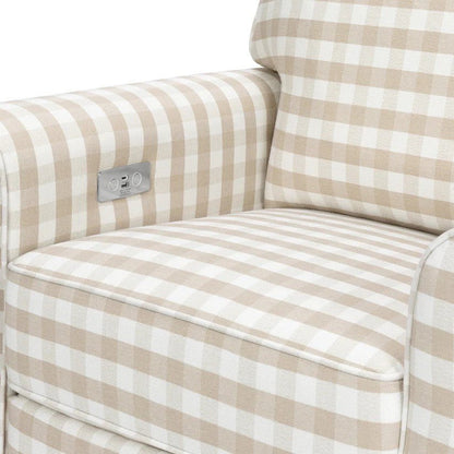 Monogram by Namesake Monroe Pillowback Power Recliner in Tan Gingham