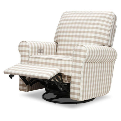 Monogram by Namesake Monroe Pillowback Power Recliner in Tan Gingham