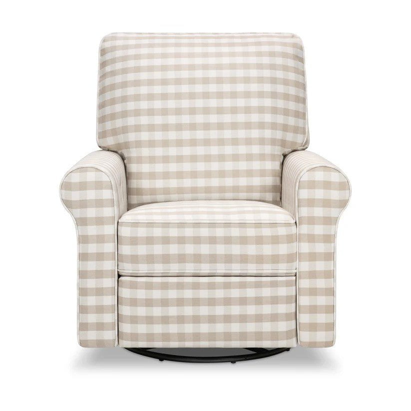 Monogram by Namesake Monroe Pillowback Power Recliner in Tan Gingham