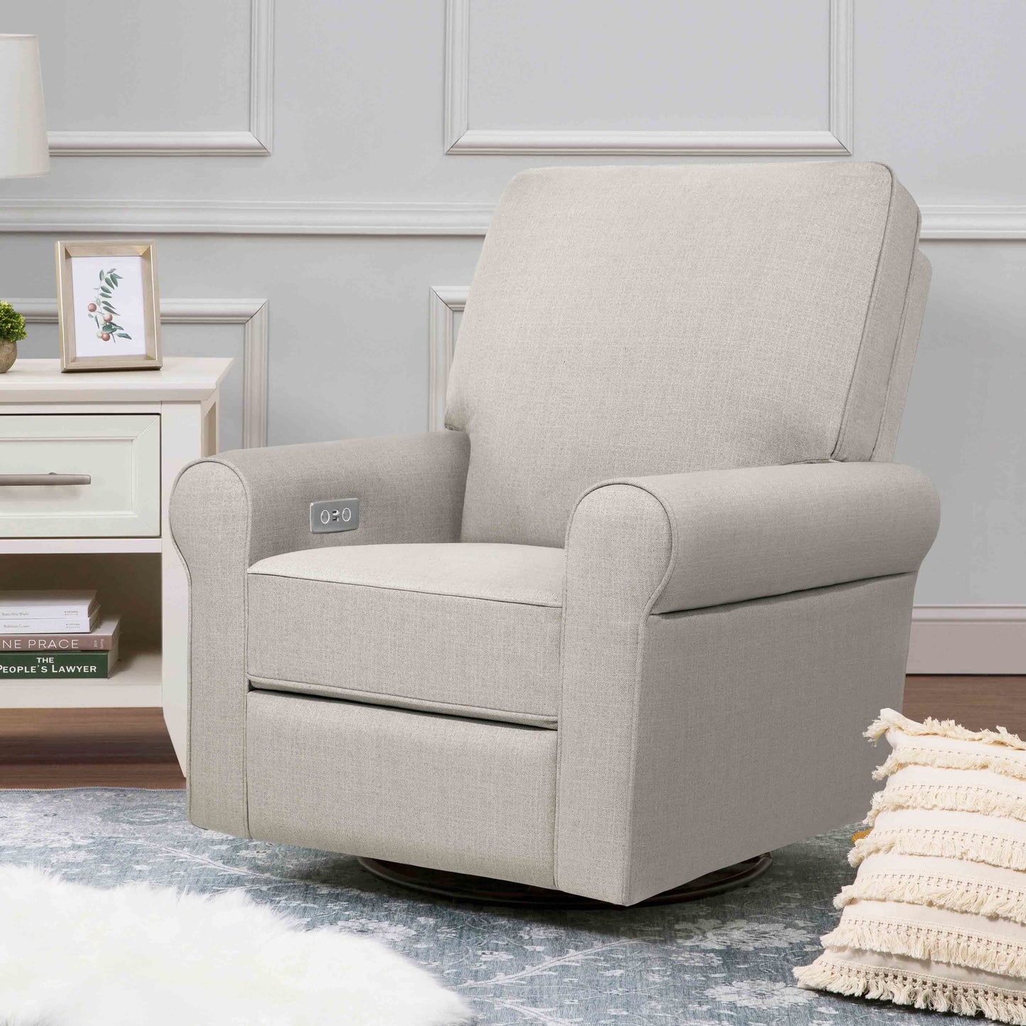 Namesake Glider Performance Grey Eco-Twill Monogram by Namesake Monroe Power Recliner and Swivel Glider