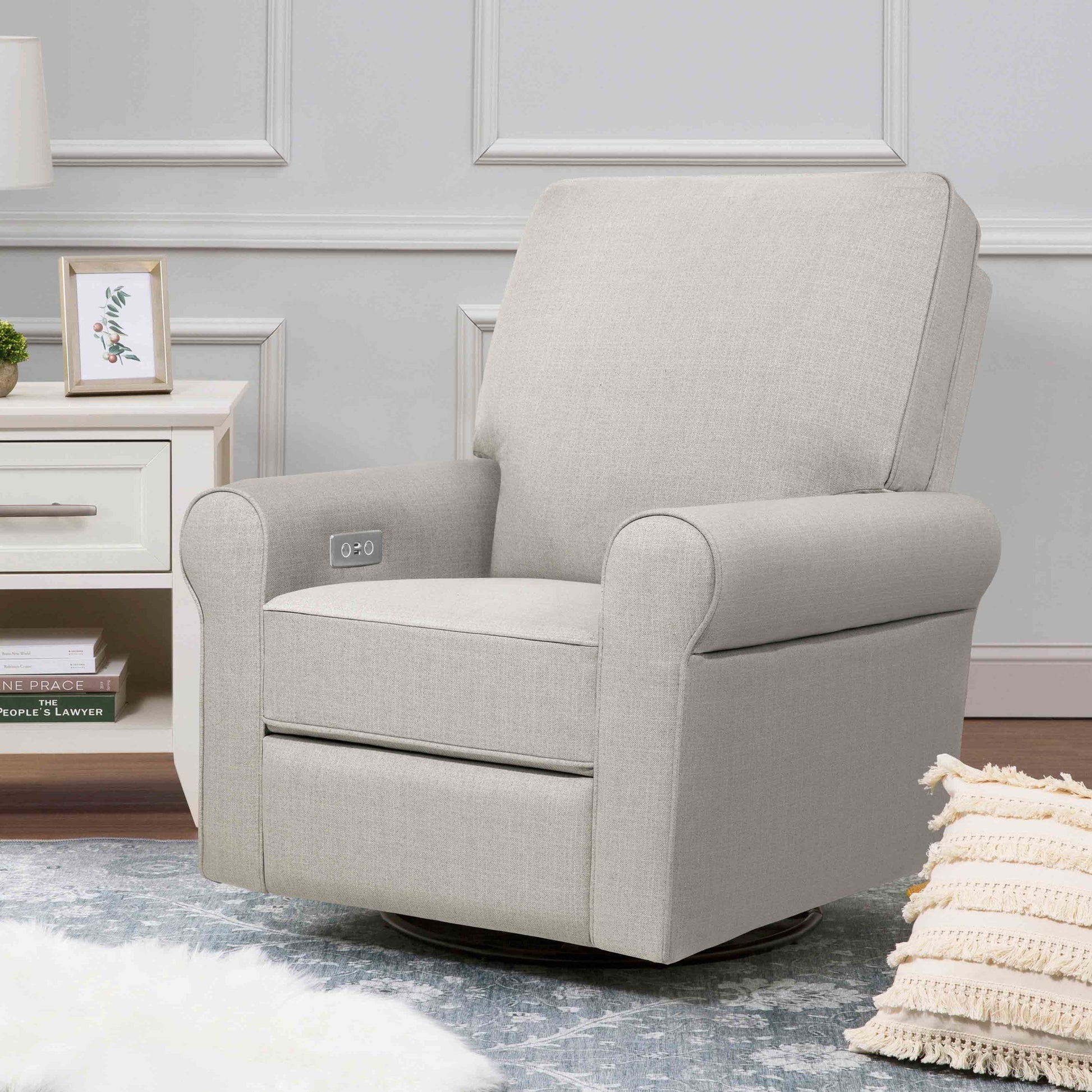 Namesake Glider Performance Grey Eco-Twill Monogram by Namesake Monroe Power Recliner and Swivel Glider