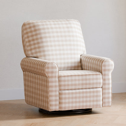 Namesake Glider Tan Gingham Monogram by Namesake Monroe Power Recliner and Swivel Glider