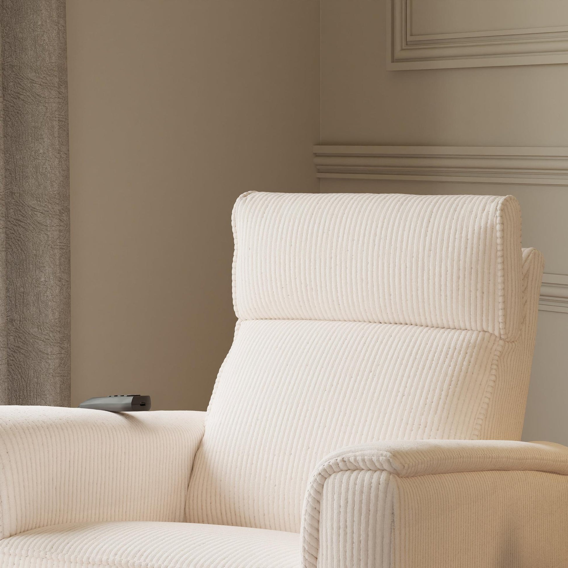 NamesakeMonogram by Namesake Willa Deluxe Power Recliner and Swivel Glider with Heat + Massage | Ivory CorduroyBabysupermarket