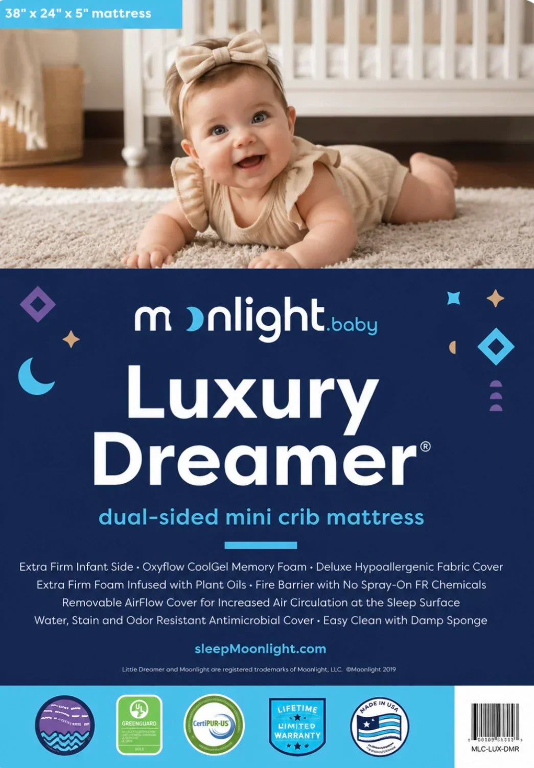 Moonlight SlumberMoonlight Luxury Dreamer Mini Crib MattressBabysupermarket