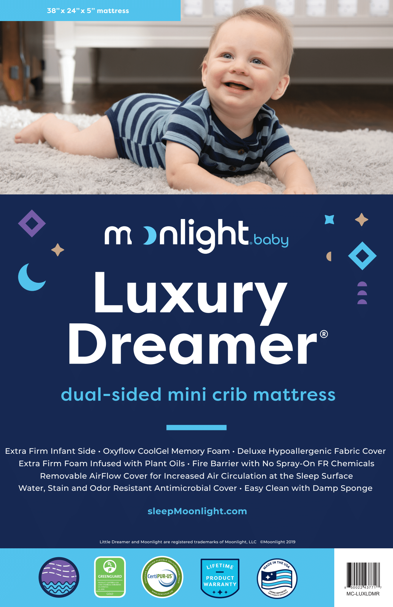 Moonlight SlumberMoonlight Luxury Dreamer Mini Crib MattressBabysupermarket