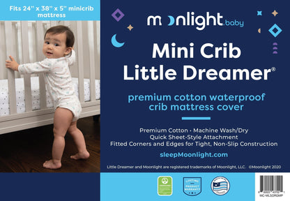 Moonlight Slumber Mattress Pads Moonlight Mini Crib Little Dreamer Premium Cotton Waterproof Mattress Cover