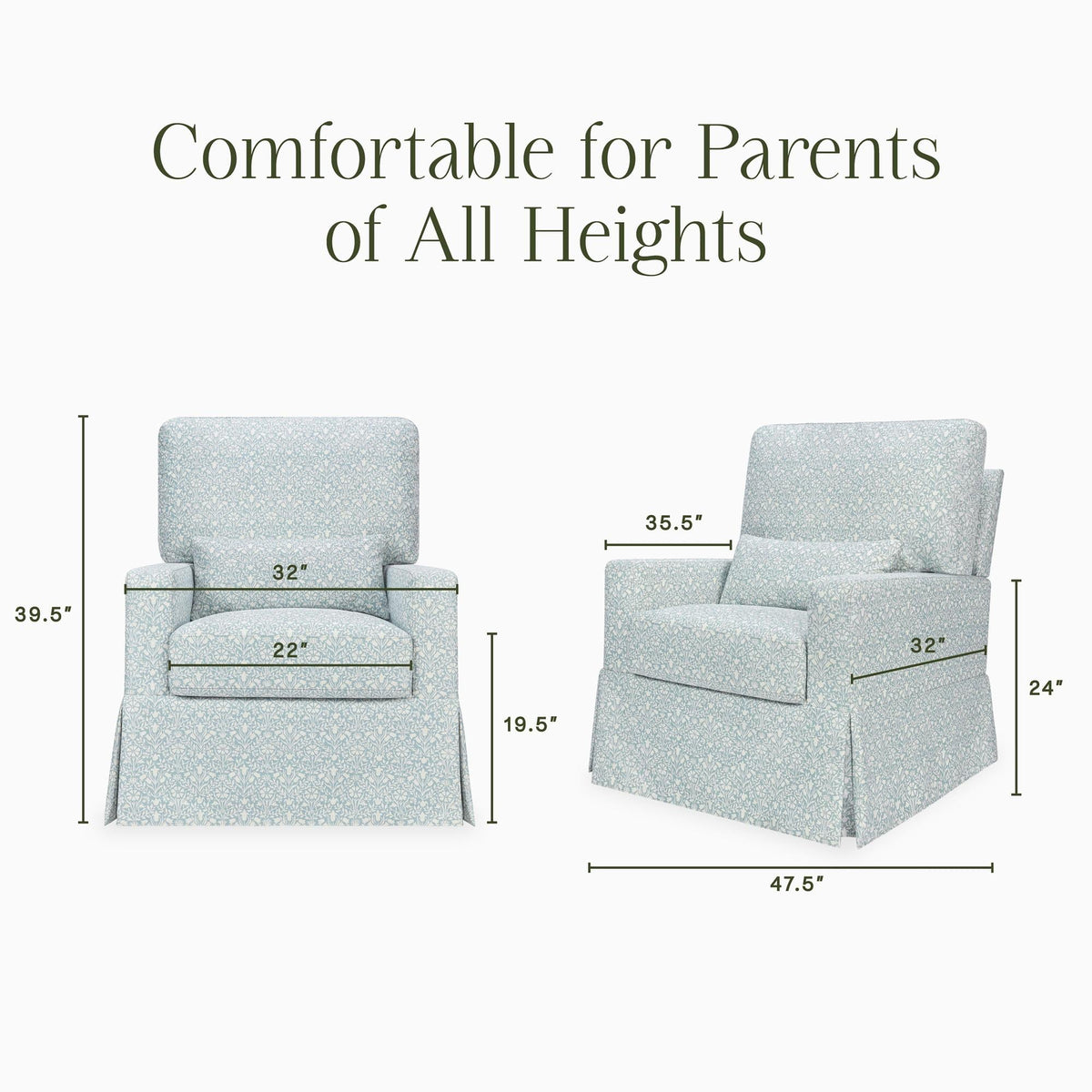 Namesake Gliders & Rockers Morris & Co. x Namesake Crawford Pillowback Comfort Swivel Glider