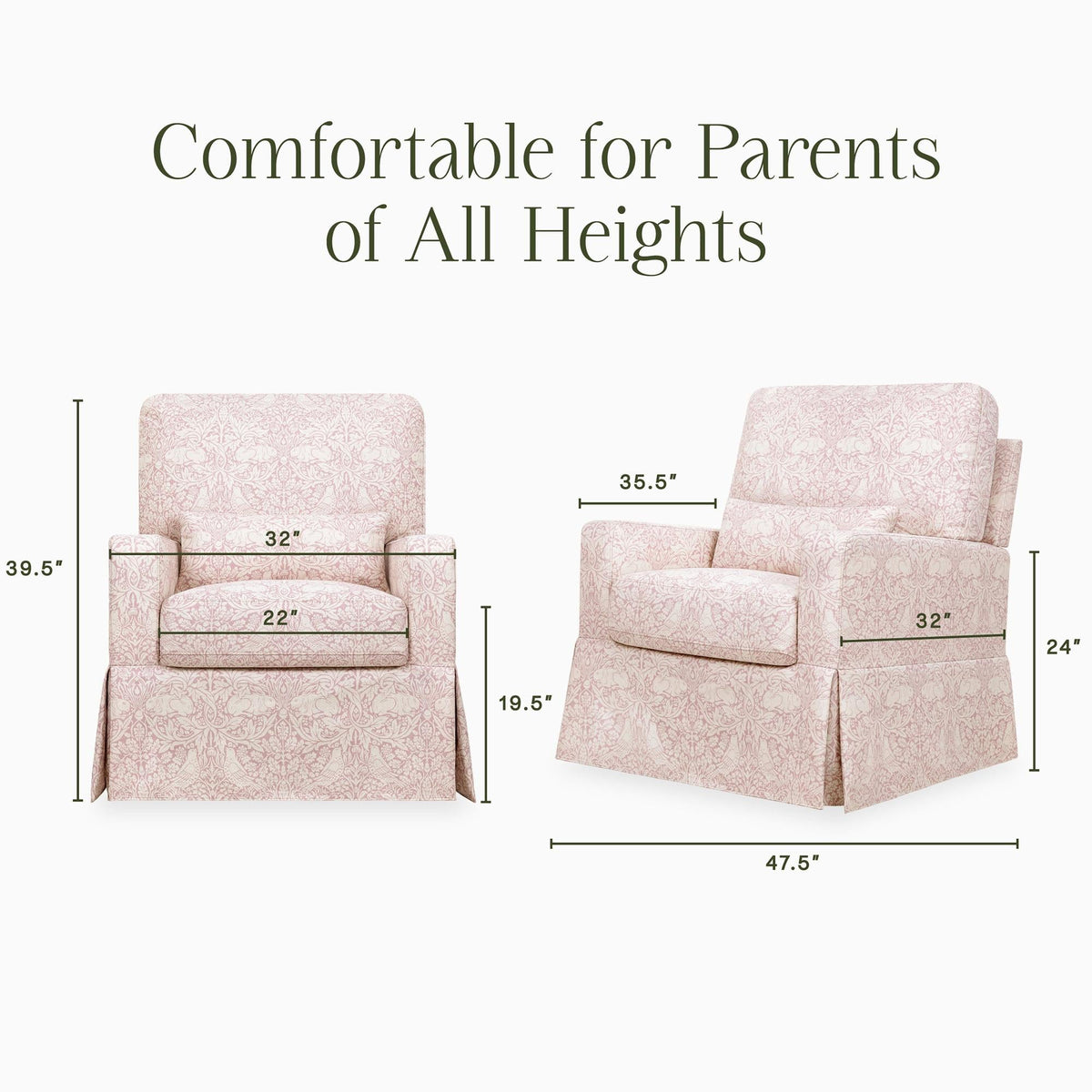 Namesake Gliders & Rockers Morris & Co. x Namesake Crawford Pillowback Comfort Swivel Glider