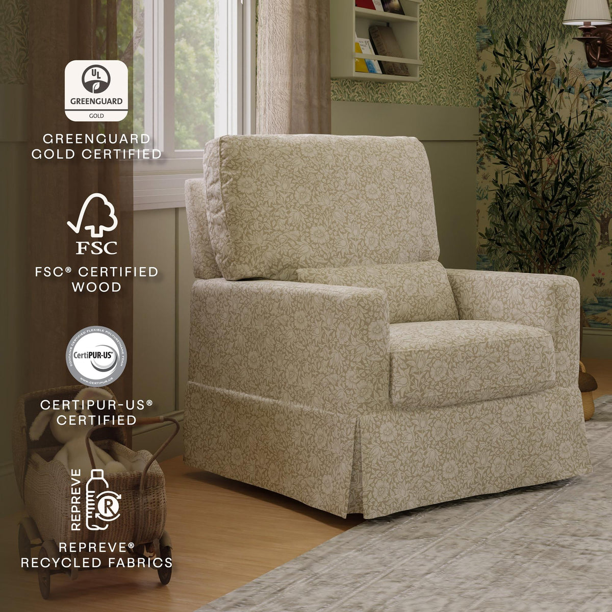 Namesake Gliders & Rockers Morris & Co. x Namesake Crawford Pillowback Comfort Swivel Glider