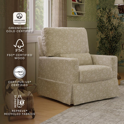 Namesake Gliders & Rockers Morris & Co. x Namesake Crawford Pillowback Comfort Swivel Glider