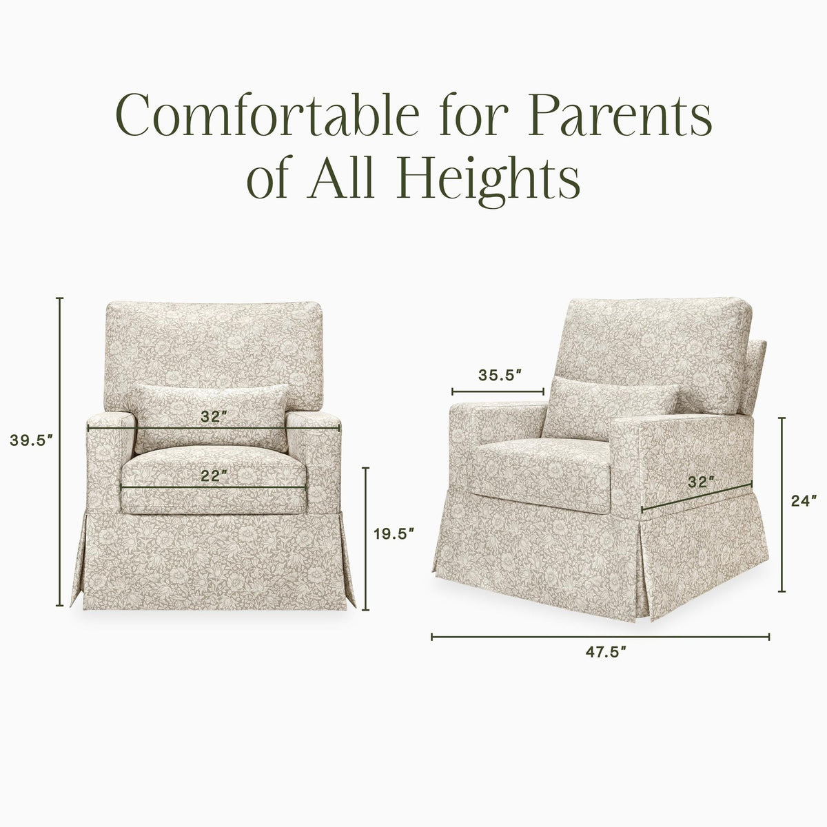 Namesake Gliders & Rockers Morris & Co. x Namesake Crawford Pillowback Comfort Swivel Glider