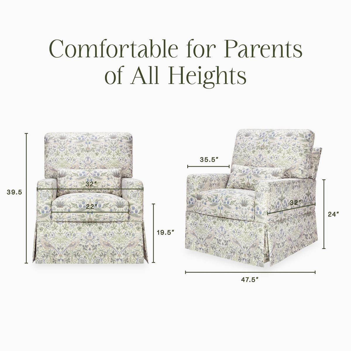Namesake Gliders & Rockers Morris & Co. x Namesake Crawford Pillowback Comfort Swivel Glider