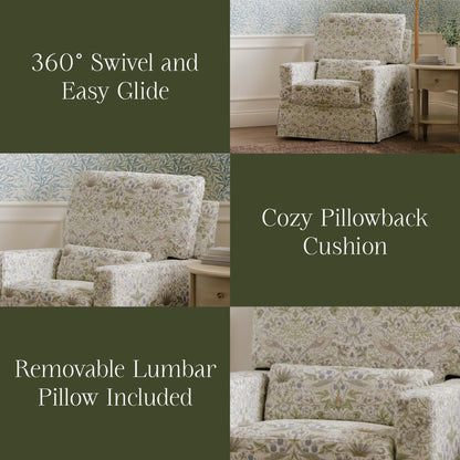 Namesake Gliders & Rockers Morris & Co. x Namesake Crawford Pillowback Comfort Swivel Glider