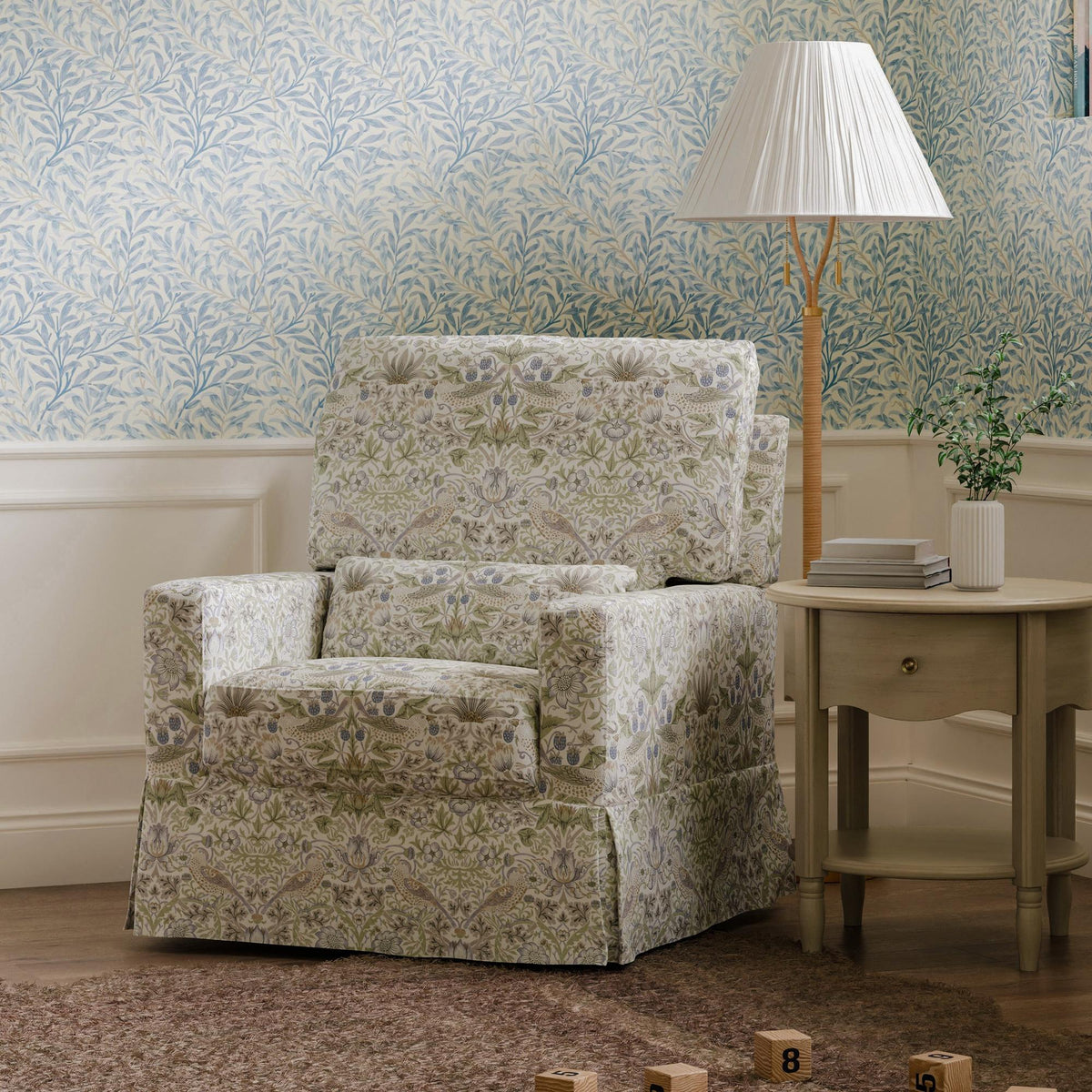 Namesake Gliders & Rockers Morris & Co. x Namesake Crawford Pillowback Comfort Swivel Glider