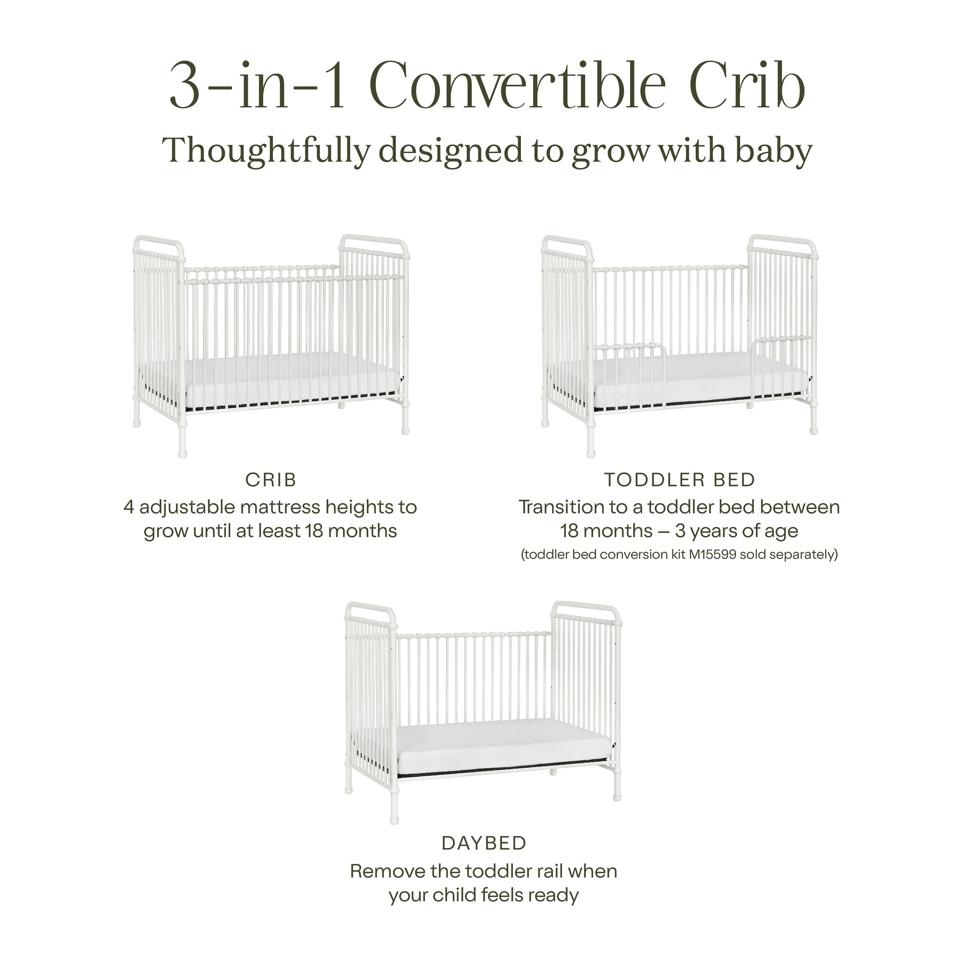 Namesake Furniture Namesake Abigail 3-in-1 Convertible Crib