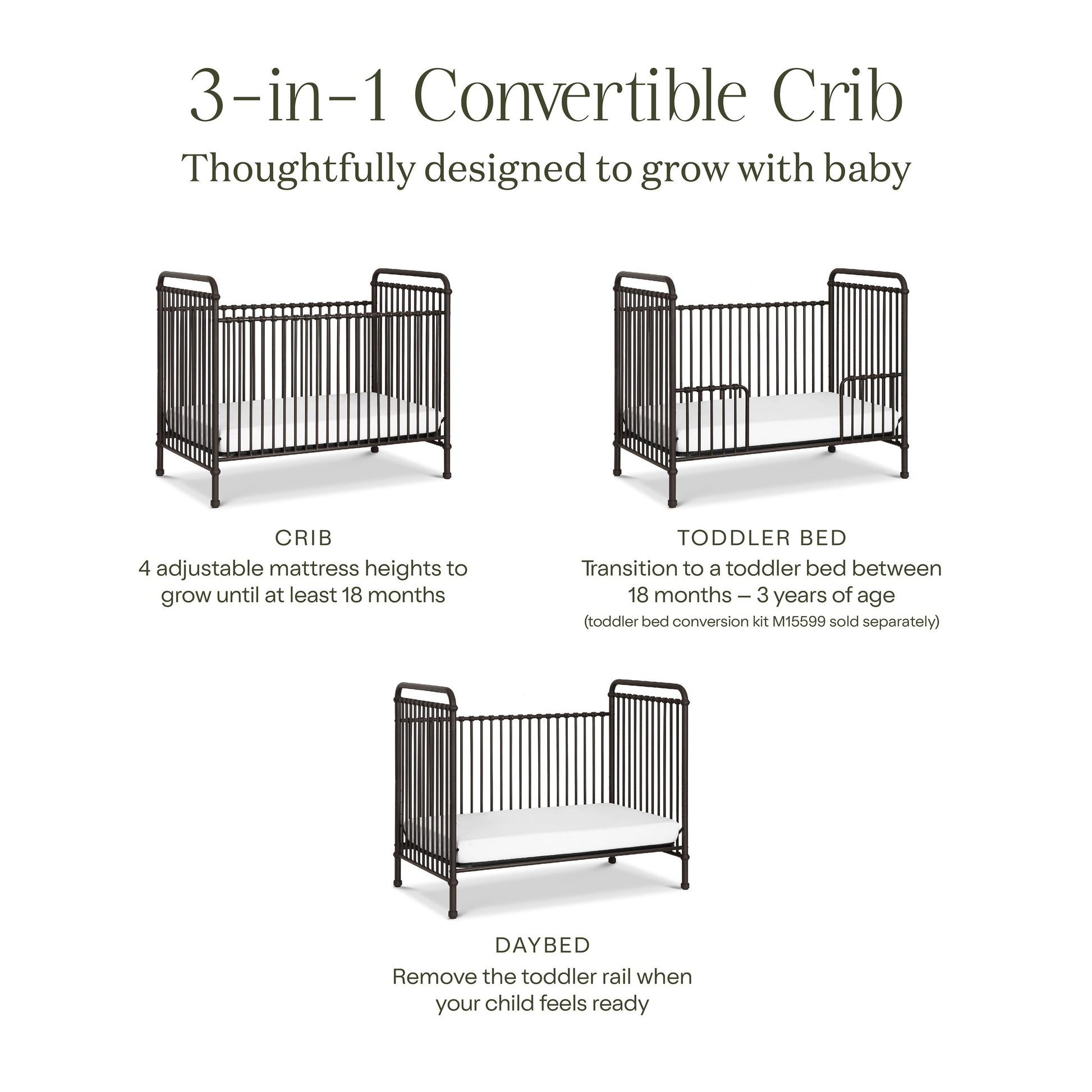 Namesake Furniture Namesake Abigail 3-in-1 Convertible Crib