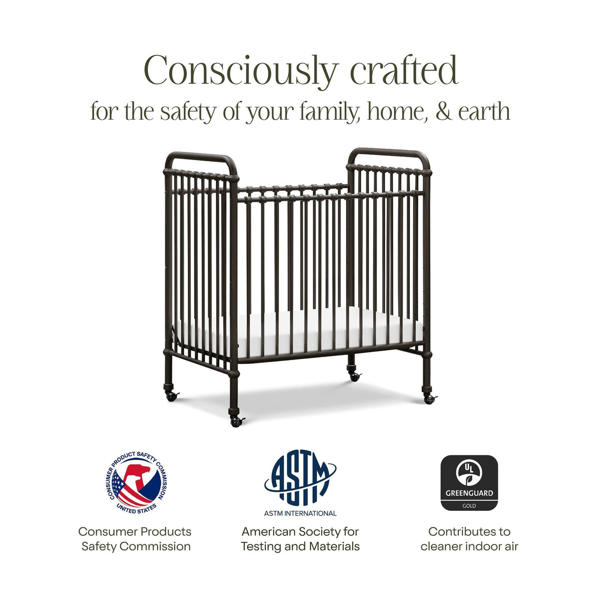 Namesake Cribs Namesake Abigail 3-in-1 Convertible Mini Crib