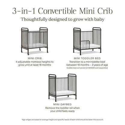 Namesake Cribs Namesake Abigail 3-in-1 Convertible Mini Crib