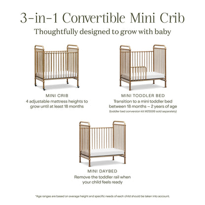 Namesake Cribs Namesake Abigail 3-in-1 Convertible Mini Crib