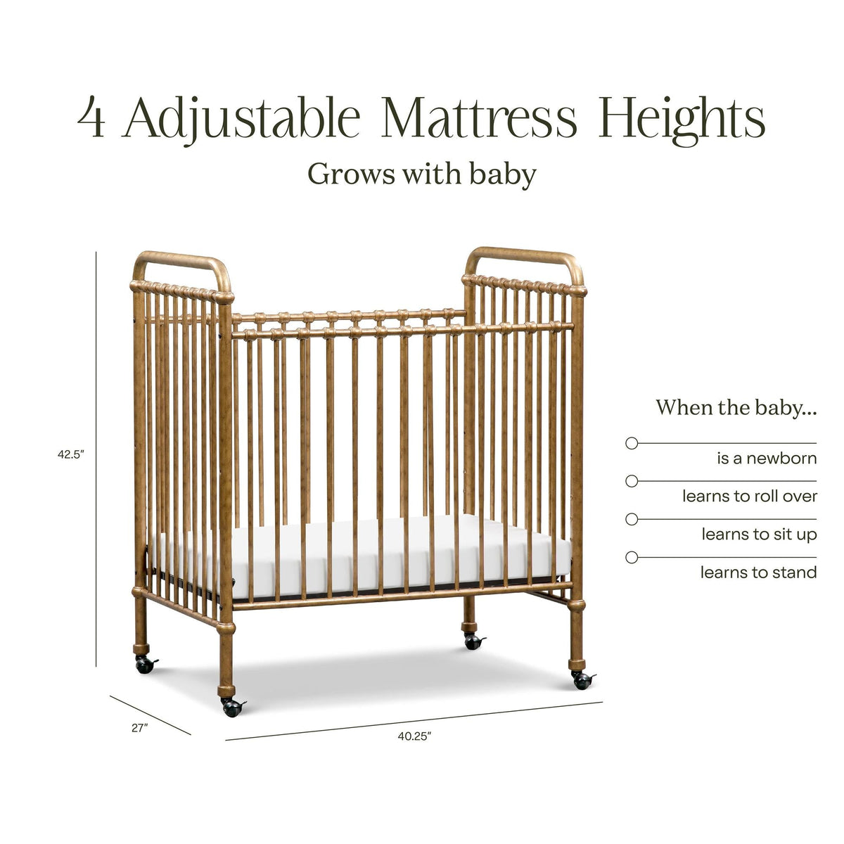 Namesake Cribs Namesake Abigail 3-in-1 Convertible Mini Crib