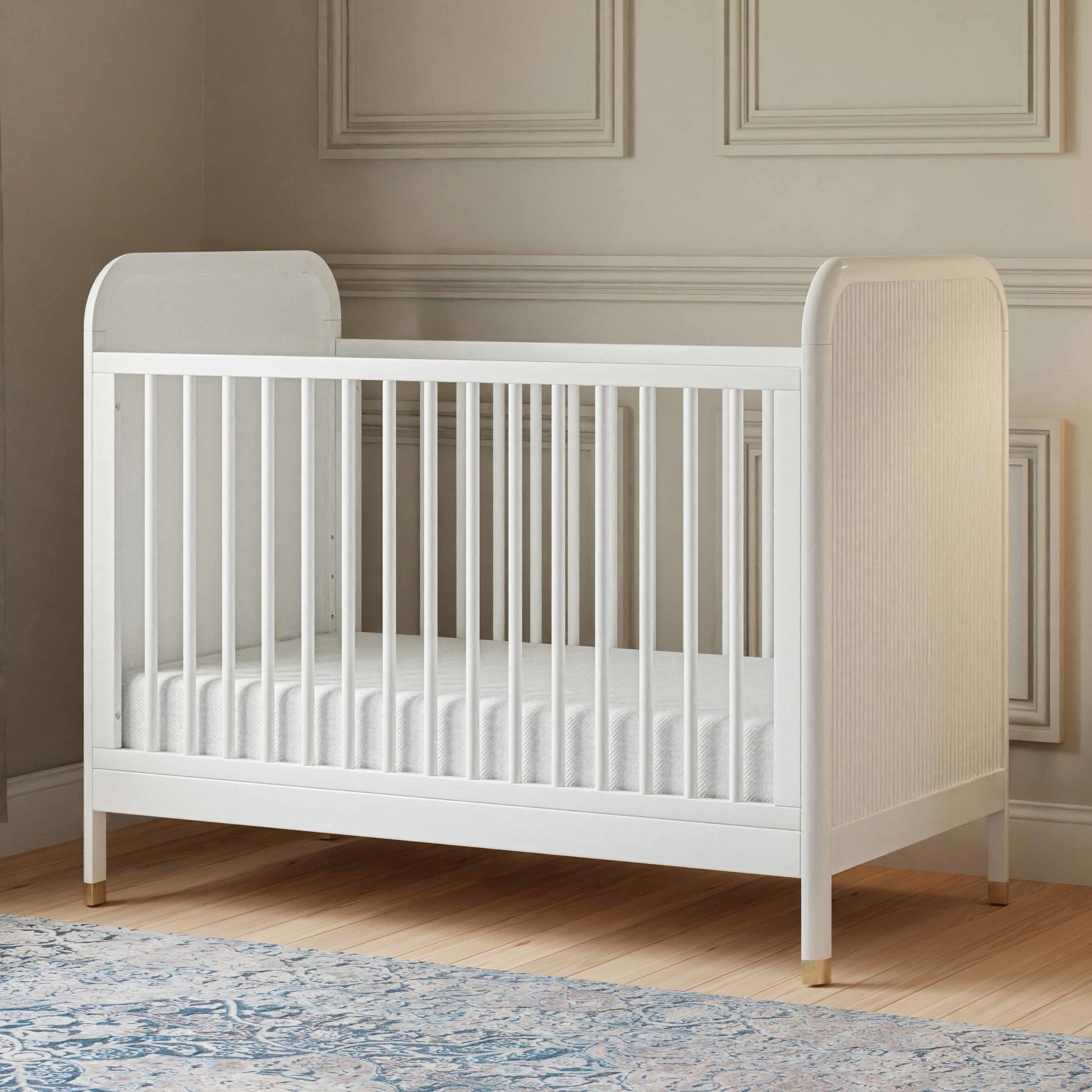 Namesake Cribs Warm White Namesake Brimsley Tambour 3-in-1 Convertible Crib