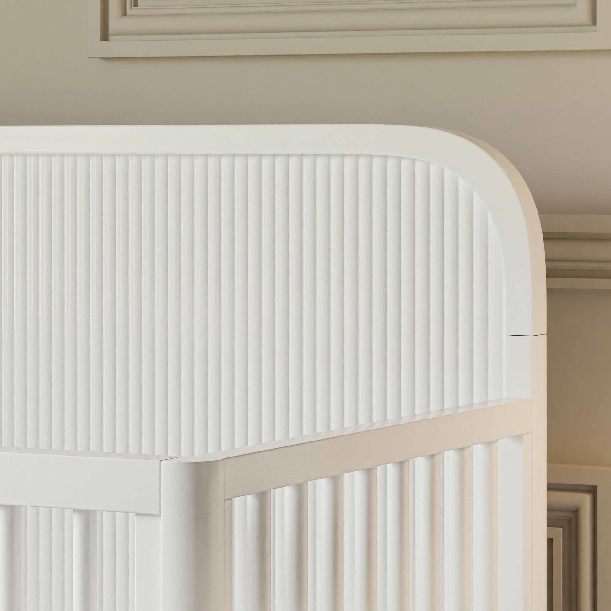 Namesake Cribs Warm White Namesake Brimsley Tambour 4-in-1 Convertible Crib