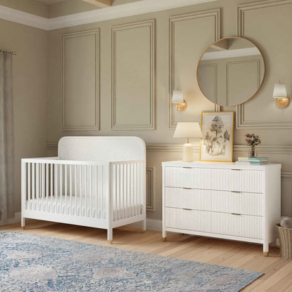 Namesake Cribs Warm White Namesake Brimsley Tambour 4-in-1 Convertible Crib