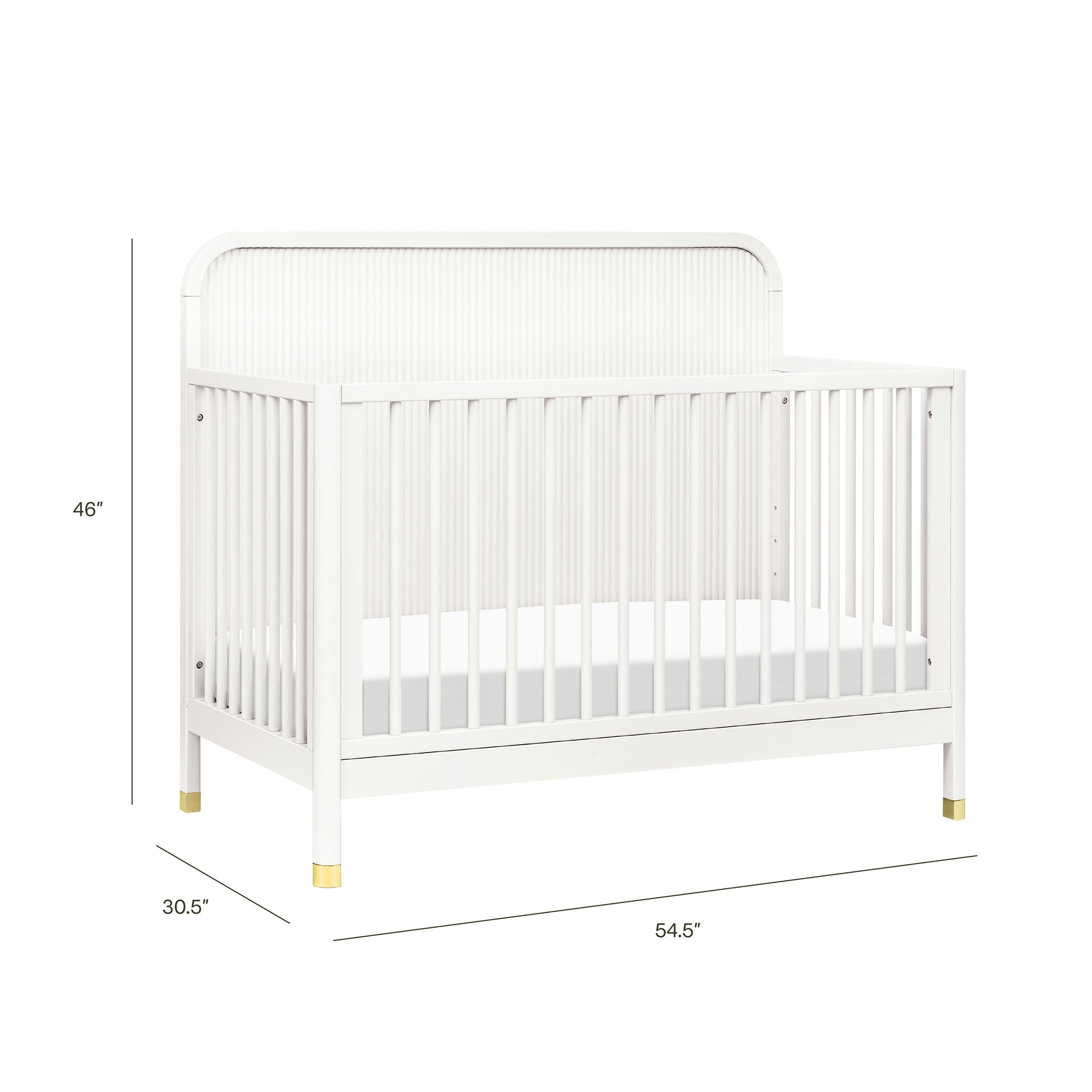Namesake Cribs Warm White Namesake Brimsley Tambour 4-in-1 Convertible Crib